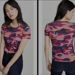 MOTHER - The Itty Bitty Sinful I'm Here Camouflage T-Shirt - Pink and Orange